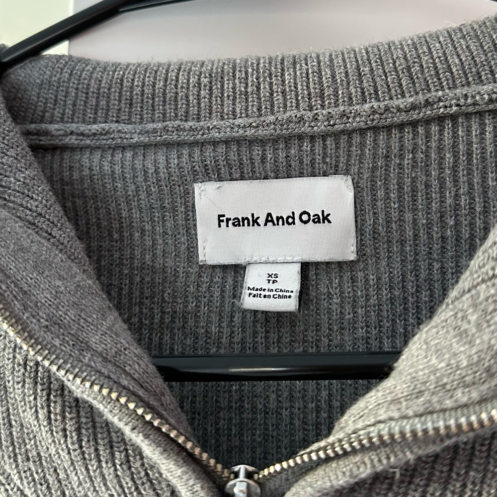 Grey Frank and Oak crewneck with zipper